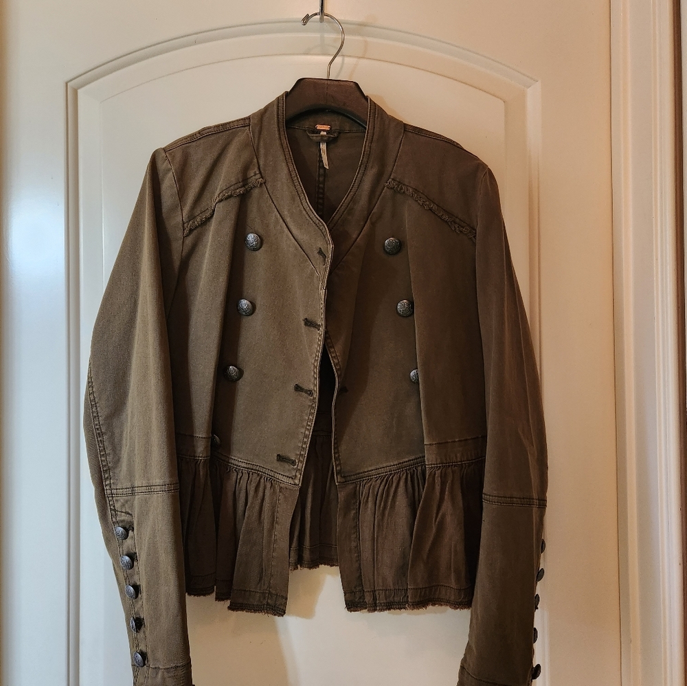 Free  People Flared Hem Military Jacket size Small